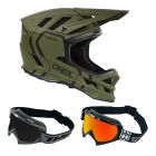 Oneal MTB Helm Combo BLADE STRIKE mit Race Brille schwarz grün