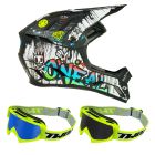 Oneal MTB Helm Combo BACKFLIP RANCID mit Race Brille schwarz weiss