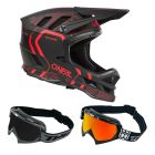 Oneal MTB Helm Combo BLADE STRIKE mit Race Brille schwarz rot
