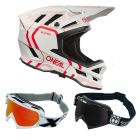 Oneal MTB Helm Combo BLADE STRIKE mit Race Brille weiss rot