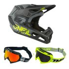 Oneal MTB Helm Combo SL1 STRIKE mit Race Brille schwarz grau