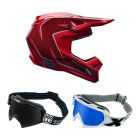 Fox-Kinder-MX-Helm-Combo-V1-Raid-schwarz-rot-mit-TWO-X-Race-Brille-FX-26-CO-010926-MX-25