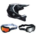 Fox MX Helm Combo V1 Frame schwarz mit TWO-X Atom Brille