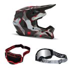 Fox V1 Atlas MX Helm Combo grau rot