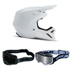 Fox V1 Solid MX Helm Combo weiss