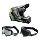 Thor-Kinder-MX-Helm-Combo-FLEET-CAMBER-schwarz-gruen-mit-TWO-X-Race-Brille-TH-26-CO-020926-MX-9