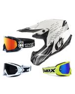 Oneal 5Series Crosshelm Trace schwarz weiss mit TWO-X Race Brille