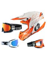Oneal 5Series Crosshelm Trace weiss orange mit TWO-X Race Brille