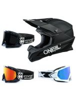 Oneal 1Series Crosshelm Solid schwarz mit TWO-X Race Brille