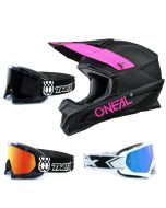 Oneal 1Series Crosshelm Solid schwarz pink mit TWO-X Race Brille