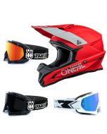 Oneal 1Series Crosshelm Solid rot mit TWO-X Race Brille