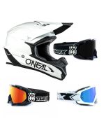 Oneal 1Series Crosshelm Solid weiss mit TWO-X Race Brille