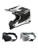 Oneal 2Series Slam Crosshelm schwarz weiss mit TWO-X Race Brille