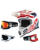 Oneal 2Series Crosshelm Spyde 2.0 weiss rot mit TWO-X Race Brille