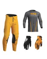 Thor Pulse Combo Mono grau gelb Hose Jersey Handschuhe