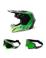Fox V1 Dpth Crosshelm schwarz mit TWO-X Race Brille