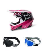 Fox V1 Leed Crosshelm pink mit TWO-X Race Brille