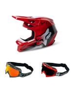 Fox V1 Toxsyk Crosshelm rot mit TWO-X Race Brille