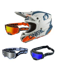 Oneal 5Series Crosshelm Polyacrylite HAZE V.22 blau orange mit TWO-X Atom Brille