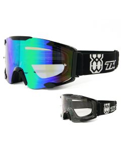 Crossbrille Offroad Brille Bomb schwarz Spiegel grün von TWO-X für Downhill Enduro Motocross