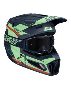 Leatt Crosshelm Moto 3.5 mit 3.5 Brille Matcha blau grün S
