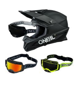 Oneal 1Series Crosshelm Solid schwarz mit TWO-X Atom Brille