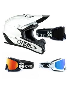 Oneal 1Series Crosshelm Solid weiss mit TWO-X Race Brille