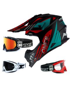 Oneal 2Series Crosshelm Spyde 2.0 schwarz rot mit TWO-X Race Brille