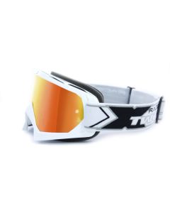Crossbrille von TWO-X weiss verspiegelte Motorrad MX Goggle, Spiegel Brille Enduro-Brille
