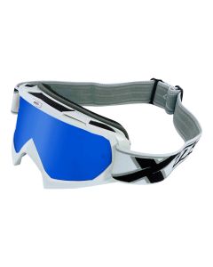 Crossbrille Offroad Brille Race weiss Spiegel blau von TWO-X für Downhill Enduro Motocross