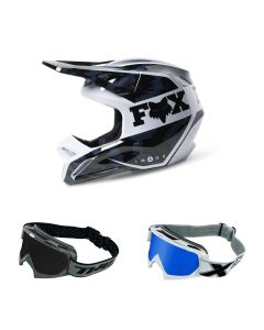 Fox V1 Nuklr Crosshelm schwarz mit TWO-X Race Brille