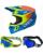 Oneal Combo Crosshelm mit Brille 3SRS SOLID blau neon