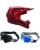 Fox Kinder MX Helm Combo V1 Raid schwarz rot mit TWO-X Race Brille