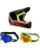 Thor Kinder MX Helm Combo FLEET DEFY schwarz neon mit TWO-X Race Brille